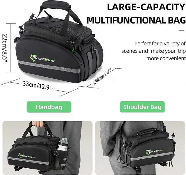 Alt view image 5 of 5 - Ecocleanpath RockBros 17L-45L Waterproof Bike Trunk Bag with Expandable Panniers & Taillight Mount
