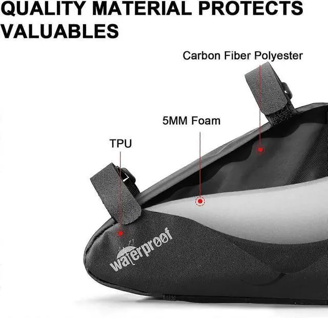 Alt view image 3 of 5 - Ecocleanpath 2L Waterproof Bike Frame Bag, Triangle Pouch for Phone & Tools, MTB/Road Bicycle (Black)