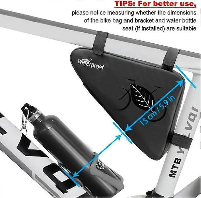 Alt view image 5 of 5 - Ecocleanpath 2L Waterproof Bike Frame Bag, Triangle Pouch for Phone & Tools, MTB/Road Bicycle (Black)