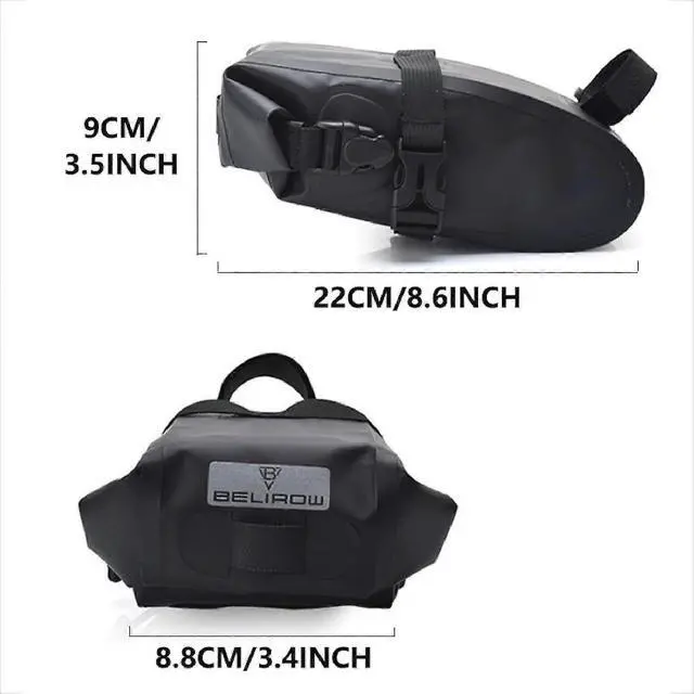 Alt view image 4 of 5 - Ecocleanpath 2.5L Waterproof Bike Saddle Bag with Reflective Strip, Universal Under Seat Pouch for Road/Mountain Bikes, Black