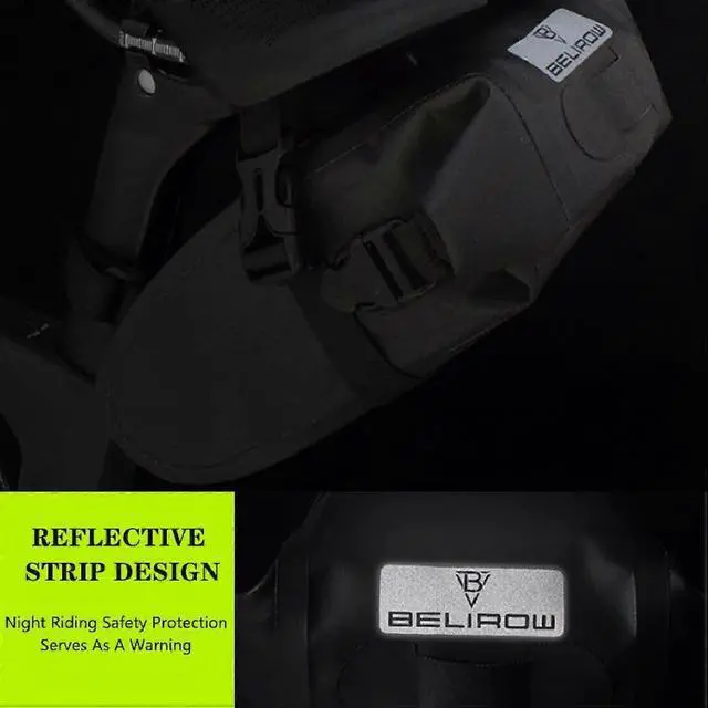 Alt view image 5 of 5 - Ecocleanpath 2.5L Waterproof Bike Saddle Bag with Reflective Strip, Universal Under Seat Pouch for Road/Mountain Bikes, Black