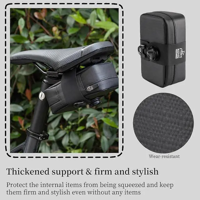 Alt view image 3 of 5 - Ecocleanpath Waterproof Bike Saddle Bag, 3D Shockproof Strap-On Seat Pack for Road & Mountain Bikes (Black)