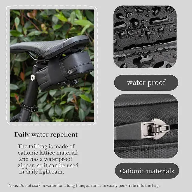 Alt view image 4 of 5 - Ecocleanpath Waterproof Bike Saddle Bag, 3D Shockproof Strap-On Seat Pack for Road & Mountain Bikes (Black)