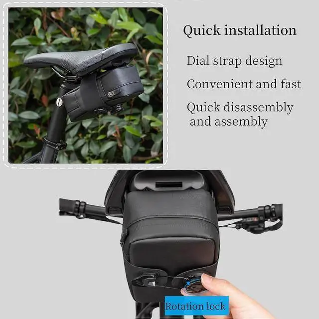 Alt view image 5 of 5 - Ecocleanpath Waterproof Bike Saddle Bag, 3D Shockproof Strap-On Seat Pack for Road & Mountain Bikes (Black)