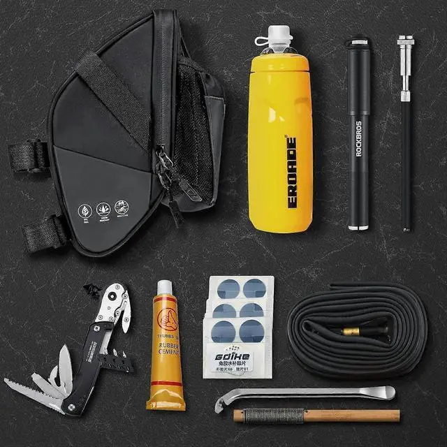 Alt view image 2 of 5 - Ecocleanpath Waterproof Bike Seat Bag with Bottle Holder & Reflective Stripes for Road & Mountain Bikes, Black