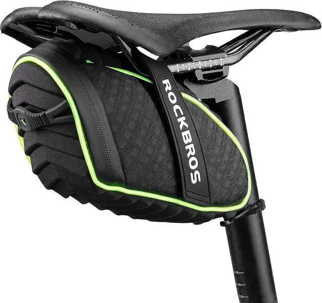 Main image of Ecocleanpath Waterproof Bike Saddle Bag with LED Light, 3D Shell & Rain Cover for Road/Mountain Bikes (Black)
