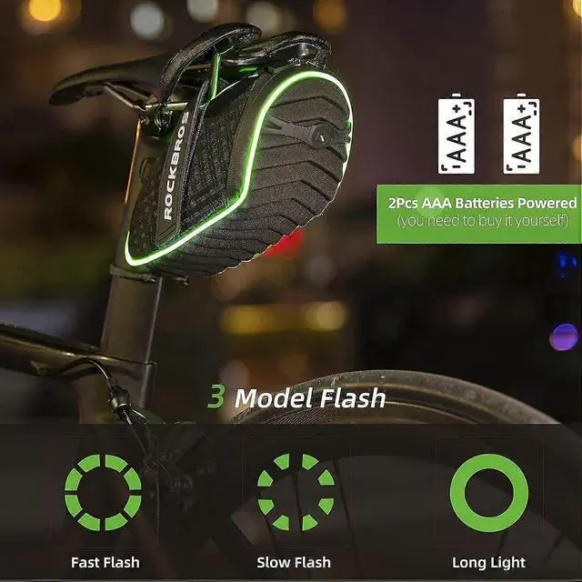 Alt view image 3 of 5 - Ecocleanpath Waterproof Bike Saddle Bag with LED Light, 3D Shell & Rain Cover for Road/Mountain Bikes (Black)