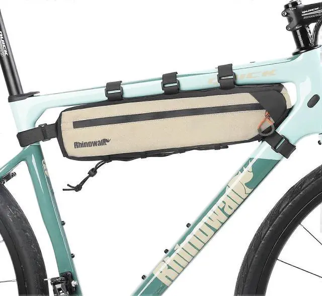 Main image of Ecocleanpath 2.1L Waterproof Bike Frame Bag, Beige Triangle Under-Tube Pouch with SBS Zippers for Road Bikes