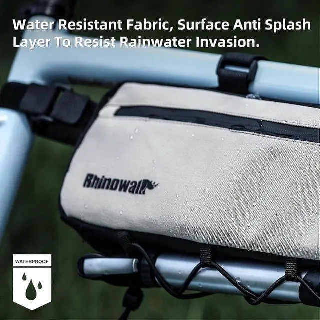 Alt view image 4 of 5 - Ecocleanpath 2.1L Waterproof Bike Frame Bag, Beige Triangle Under-Tube Pouch with SBS Zippers for Road Bikes