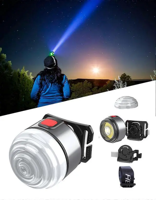 Alt view image 4 of 5 - Ecocleanpath Rechargeable LED Headlamp with White & Red Light, Waterproof Hands-Free Flashlight for Camping, Running, Cycling