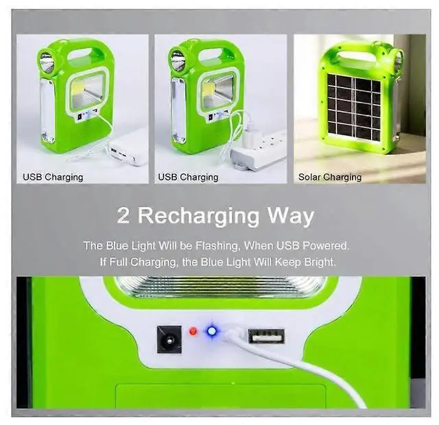 Alt view image 3 of 5 - Ecocleanpath 4-Pack Green Solar Lantern & LED Flashlight, USB Rechargeable for Camping, Emergency Kits