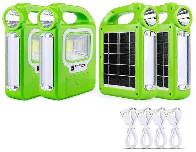 Main image of Ecocleanpath 4-Pack Green Solar Lantern & LED Flashlight, USB Rechargeable for Camping, Emergency Kits