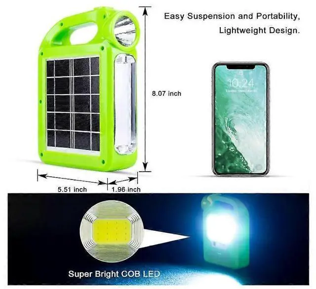 Alt view image 5 of 5 - Ecocleanpath 4-Pack Green Solar Lantern & LED Flashlight, USB Rechargeable for Camping, Emergency Kits