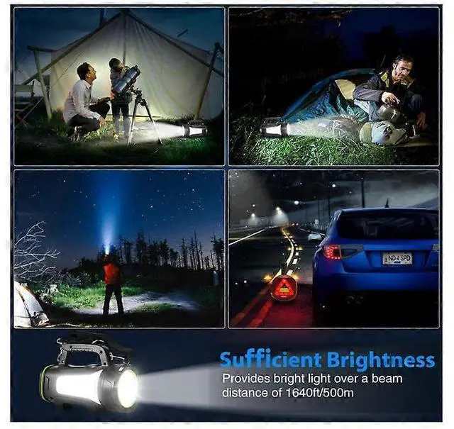 Alt view image 5 of 5 - Ecocleanpath Super Bright Rechargeable LED Flashlight, 8 Modes, 6000mAh Power Bank, Waterproof Camping Torch (Black)