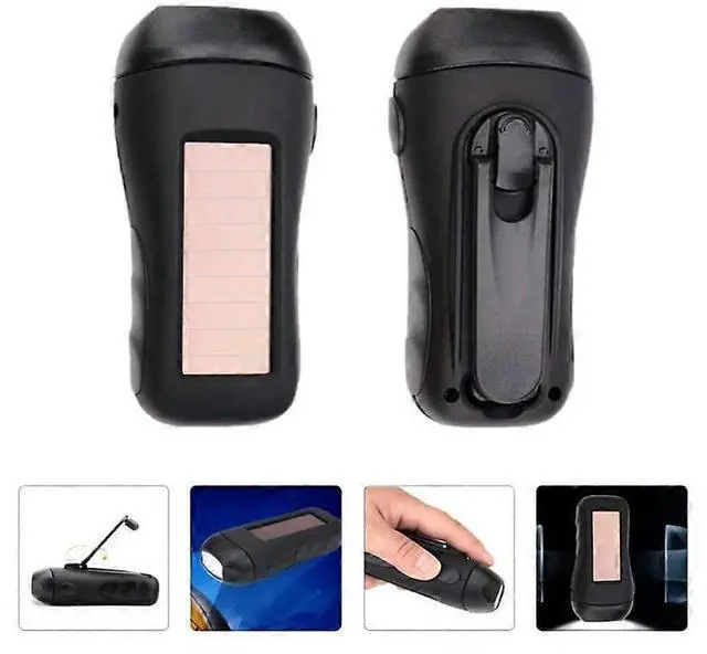 Alt view image 2 of 5 - Ecocleanpath Rechargeable Solar LED Camping Light with Hand Crank & USB Charging, 200LUX Waterproof Flashlight (Black)