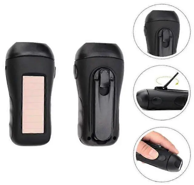 Alt view image 3 of 5 - Ecocleanpath Rechargeable Solar LED Camping Light with Hand Crank & USB Charging, 200LUX Waterproof Flashlight (Black)