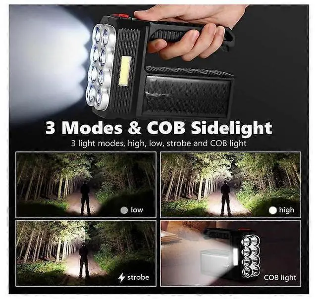 Alt view image 4 of 5 - Ecocleanpath 1600LM USB Rechargeable LED Flashlight, 4 Modes IPX5 Waterproof Camping & Emergency Light (Black)