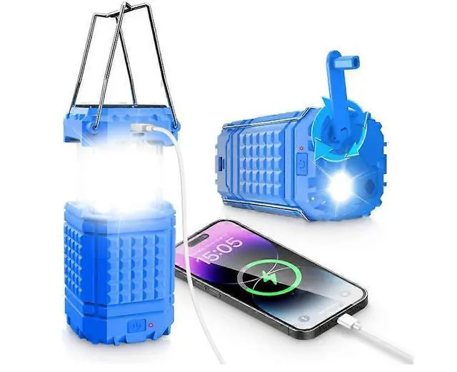 Main image of Ecocleanpath Solar Camping Lantern 5000mAh Rechargeable with Hand Crank & USB, Portable LED Flashlight for Outdoor (Blue)