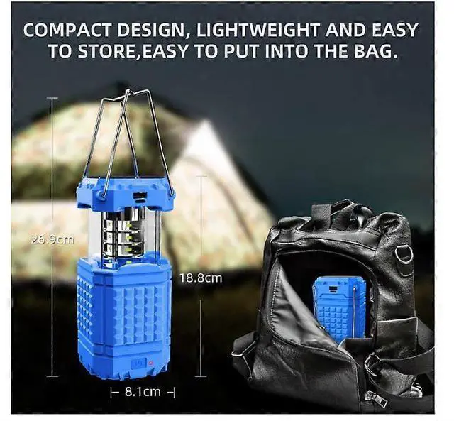 Alt view image 3 of 5 - Ecocleanpath Solar Camping Lantern 5000mAh Rechargeable with Hand Crank & USB, Portable LED Flashlight for Outdoor (Blue)