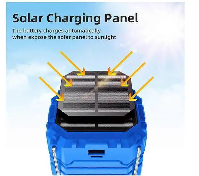 Alt view image 5 of 5 - Ecocleanpath Solar Camping Lantern 5000mAh Rechargeable with Hand Crank & USB, Portable LED Flashlight for Outdoor (Blue)