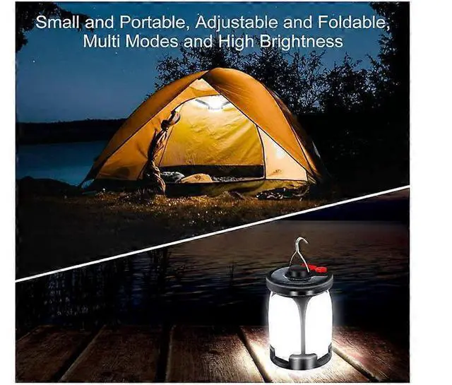 Alt view image 5 of 5 - Ecocleanpath 60-LED Camping Lantern, 6 Modes & USB/Solar Rechargeable, 3600mAh Power Bank, IPX4 Waterproof (Black)
