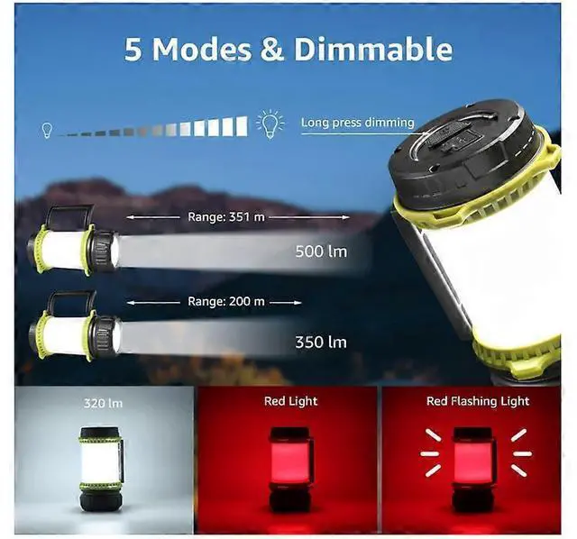 Alt view image 2 of 5 - Ecocleanpath Rechargeable LED Torch Lantern with Power Bank, 500 Lumen Dimmable 5 Modes for Camping & Emergency (Black)