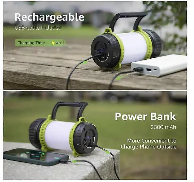 Alt view image 4 of 5 - Ecocleanpath Rechargeable LED Torch Lantern with Power Bank, 500 Lumen Dimmable 5 Modes for Camping & Emergency (Black)