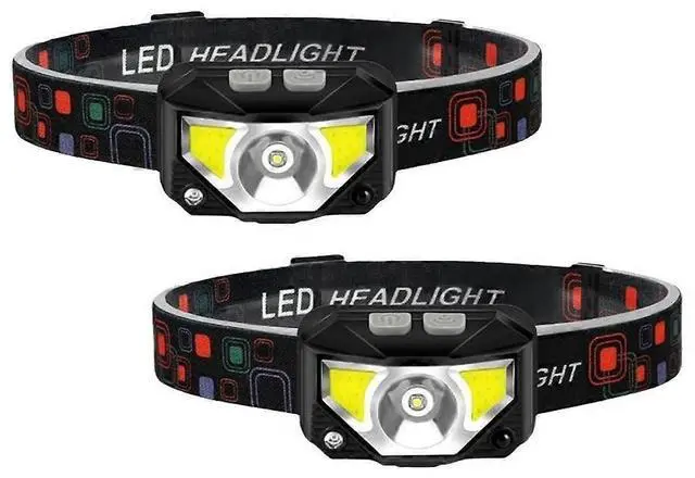 Main image of Ecocleanpath 2-Pack Rechargeable LED Headlamp with Motion Sensor, Hands-Free Black Headlight for Camping & Hiking