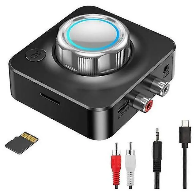 Main image of Ecocleanpath Bluetooth 5.0 Receiver Adapter, Hi-Fi Wireless Audio with 3D Surround, TF Card & AUX Support (Black)
