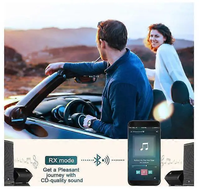 Alt view image 3 of 5 - Ecocleanpath Bluetooth 5.0 Audio Adapter Transmitter/Receiver for TV, PC, Car - 2-in-1, Low Latency, 33ft Range, Hands-Free Call (Black)