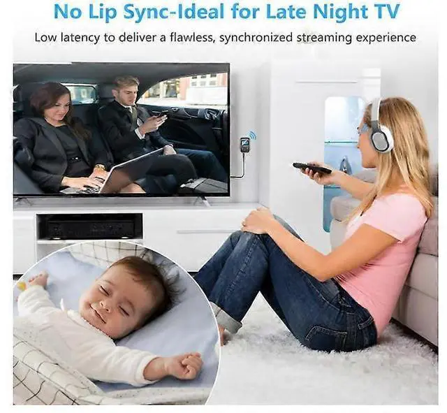 Alt view image 2 of 5 - Ecocleanpath Bluetooth 5.0 Audio Adapter Transmitter/Receiver for TV, PC, Car - 2-in-1, Low Latency, 33ft Range, Hands-Free Call (Black)