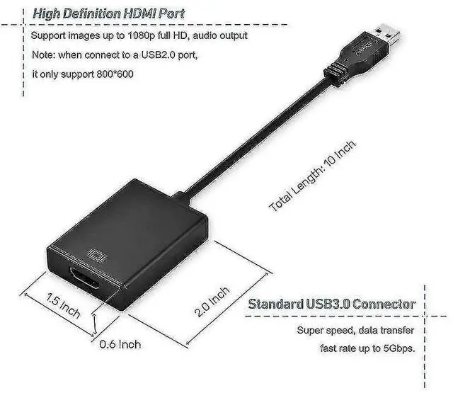 Alt view image 2 of 4 - Ecocleanpath HDMI1206Y18 USB 3.0 to VGA Adapter, 1080P 60Hz for Dual Monitor Setup