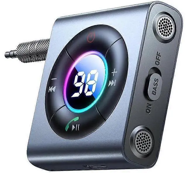 Main image of Ecocleanpath Upgrade Bluetooth 5.3 Car Adapter with Dual Mics, HiFi Bass, 26H Battery - Black