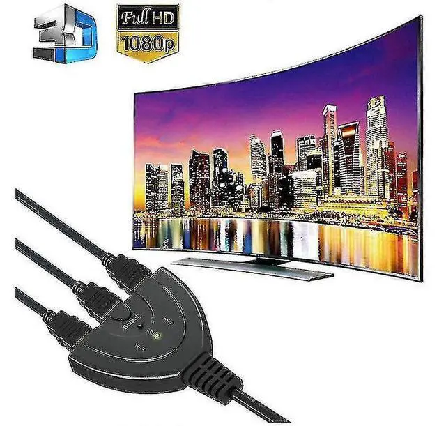 Alt view image 2 of 5 - Ecocleanpath HDMI Switch 3x1, 1080P 3D Auto-Switching Hub, Plug & Play, No External Power