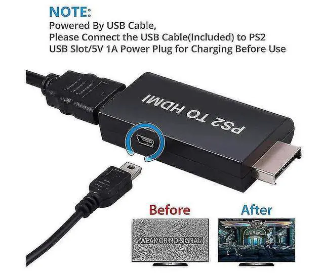 Alt view image 3 of 4 - Ecocleanpath PS2 to HDMI Adapter with Audio Jack - Plug & Play Converter for HDTV, Monitor, Projector