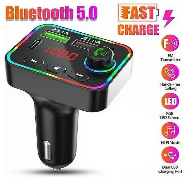 Alt view image 4 of 5 - Ecocleanpath Universal Bluetooth FM Transmitter Car Adapter | Hands-Free Calling, Dual USB & Type-C Fast Charging, MP3 Player
