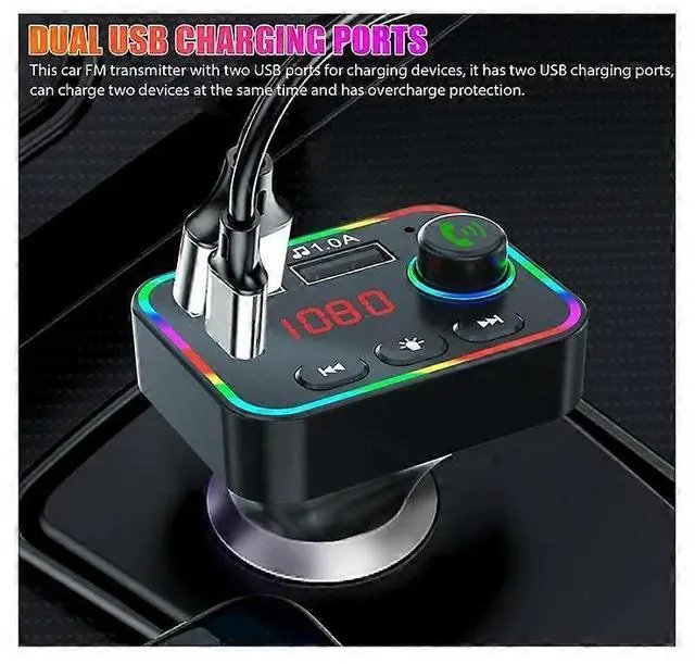 Alt view image 3 of 5 - Ecocleanpath Universal Bluetooth FM Transmitter Car Adapter | Hands-Free Calling, Dual USB & Type-C Fast Charging, MP3 Player