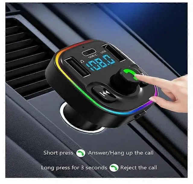Alt view image 3 of 5 - Ecocleanpath Bluetooth 5.0 FM Car Transmitter with PD/QC 3-Port Fast Charging, Hands-Free Calling & MP3 Playback