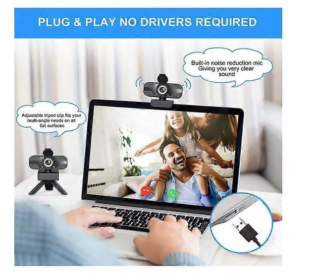 Alt view image 3 of 5 - Ecocleanpath 1080P Webcam with Microphone & Privacy Cover, 360° Rotatable HD Streaming Camera for PC/Laptop