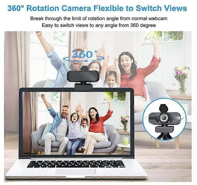 Alt view image 5 of 5 - Ecocleanpath 1080P Webcam with Microphone & Privacy Cover, 360° Rotatable HD Streaming Camera for PC/Laptop