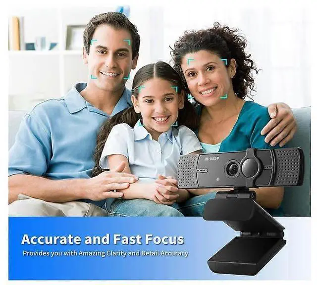 Alt view image 2 of 5 - Ecocleanpath 1080P Full HD USB Webcam with Mic, Plug & Play, Noise Canceling, Auto Light Correction (Black)