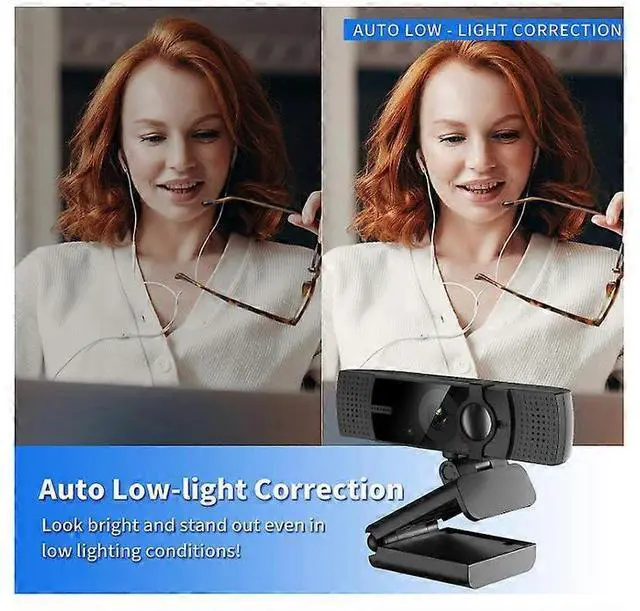 Alt view image 3 of 5 - Ecocleanpath 1080P Full HD USB Webcam with Mic, Plug & Play, Noise Canceling, Auto Light Correction (Black)