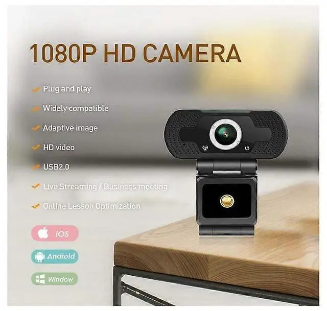 Alt view image 2 of 5 - Ecocleanpath Mini 1080P Webcam with Privacy Cover & Microphone - Plug & Play USB Computer Camera (Black)