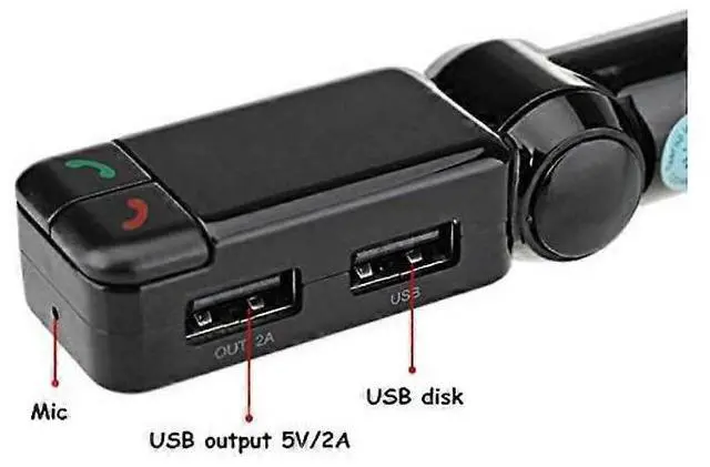 Alt view image 3 of 5 - Ecocleanpath Black Bluetooth FM Transmitter V2.0 - Wireless Car Charger, MP3/USB Player, Hands-Free Calling