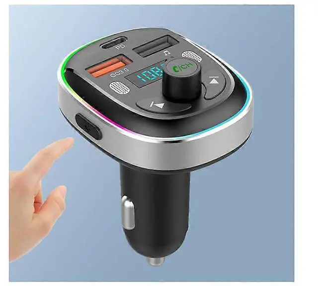 Alt view image 2 of 5 - Ecocleanpath Bluetooth 5.3 FM Transmitter Car Adapter with QC/PD 20W Fast Charging & Noise Cancelling Mic (Black)