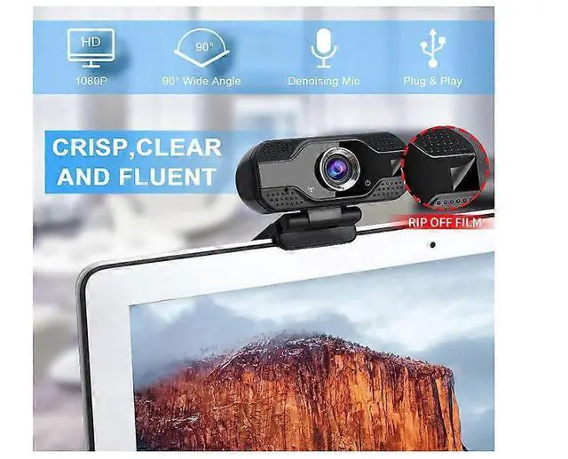 Alt view image 2 of 5 - Ecocleanpath 1080P HD Webcam with Microphone, Plug & Play USB Camera for PC, Noise Canceling & Auto Light Correction (Black)