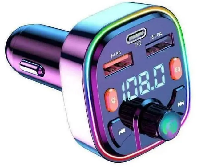 Alt view image 3 of 5 - Ecocleanpath Bluetooth 5.0 Car FM Transmitter with PD 3.0 Fast Charging, USB-C & Hi-Fi Sound (Black)