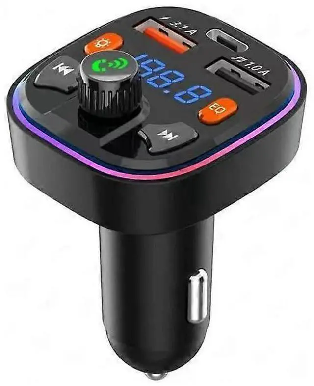 Alt view image 2 of 5 - Ecocleanpath Bluetooth 5.0 Car FM Transmitter with PD 3.0 Fast Charging, USB-C & Hi-Fi Sound (Black)
