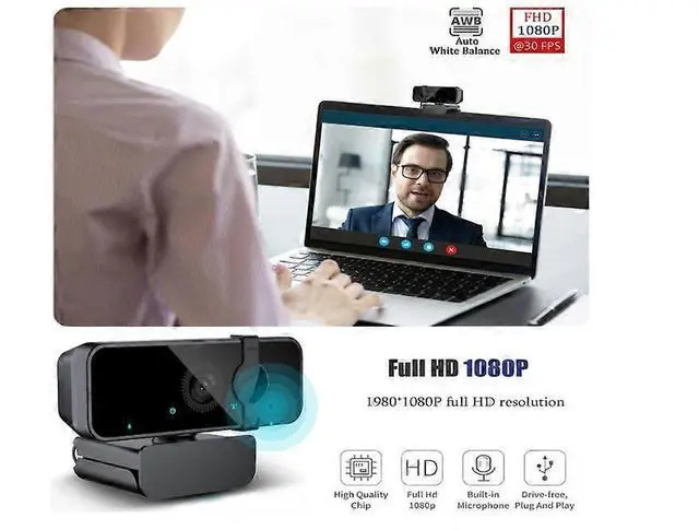 Alt view image 5 of 5 - Ecocleanpath 1080P HD Webcam with Microphone, 105° Wide Angle for Streaming, Video Conferencing (Black)