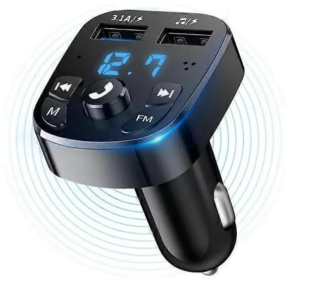 Main image of Ecocleanpath Car Bluetooth FM Transmitter with Dual USB Charging, Hands-Free Calling, MP3/USB/TF Card Playback (Black)
